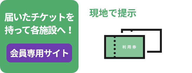 届いたチケットを持って各施設へ！